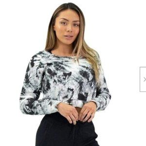 Balance Athletica Essence Cropped Sweatshirt, Tie Dye Poise Black & Whit…